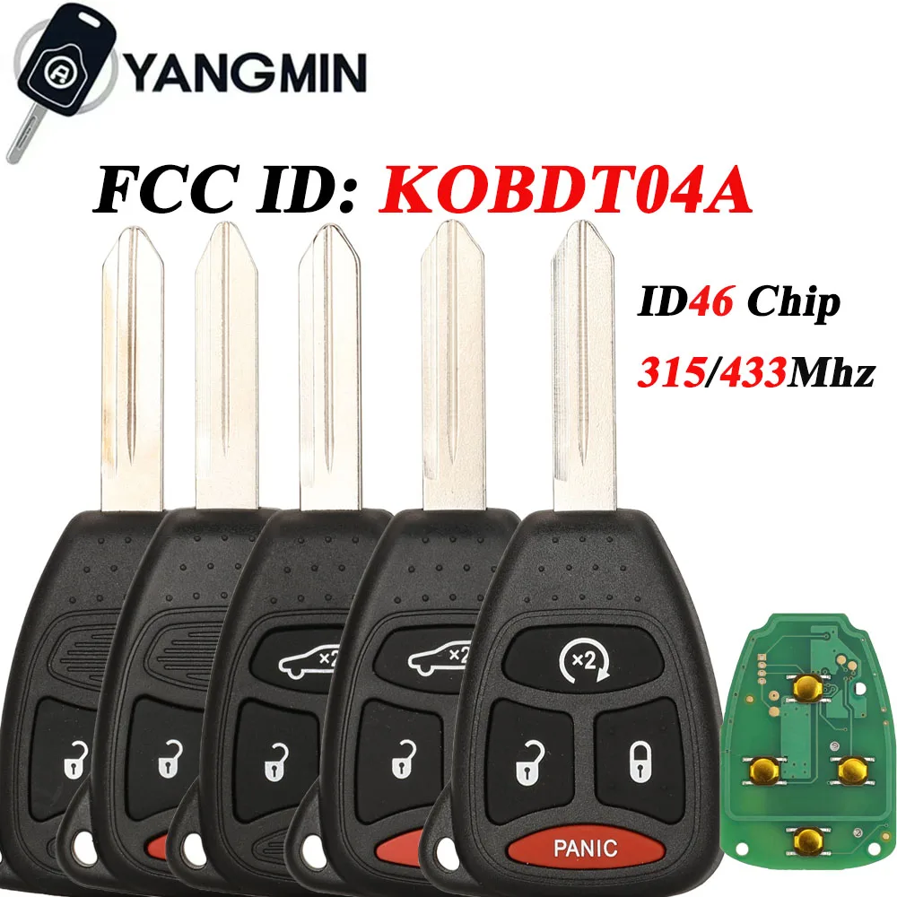 

YANGMIN Remote Car Key For Dodge RAM JEEP Commander Compass Grand Cherokee Liberty Wrangler Chrysler KOBDT04A ID46 315/433 Mhz