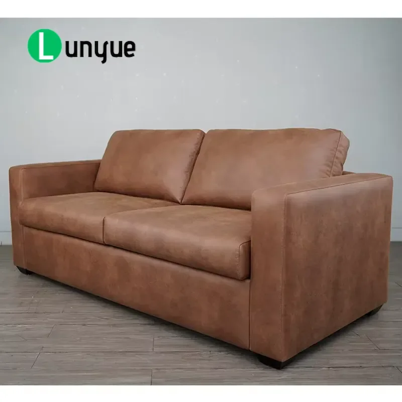 Foldable Fabric Sofa Bed Modern Wood Frame Metal Support Convertible Couch for Living Room Apartment Hotel Space Saving