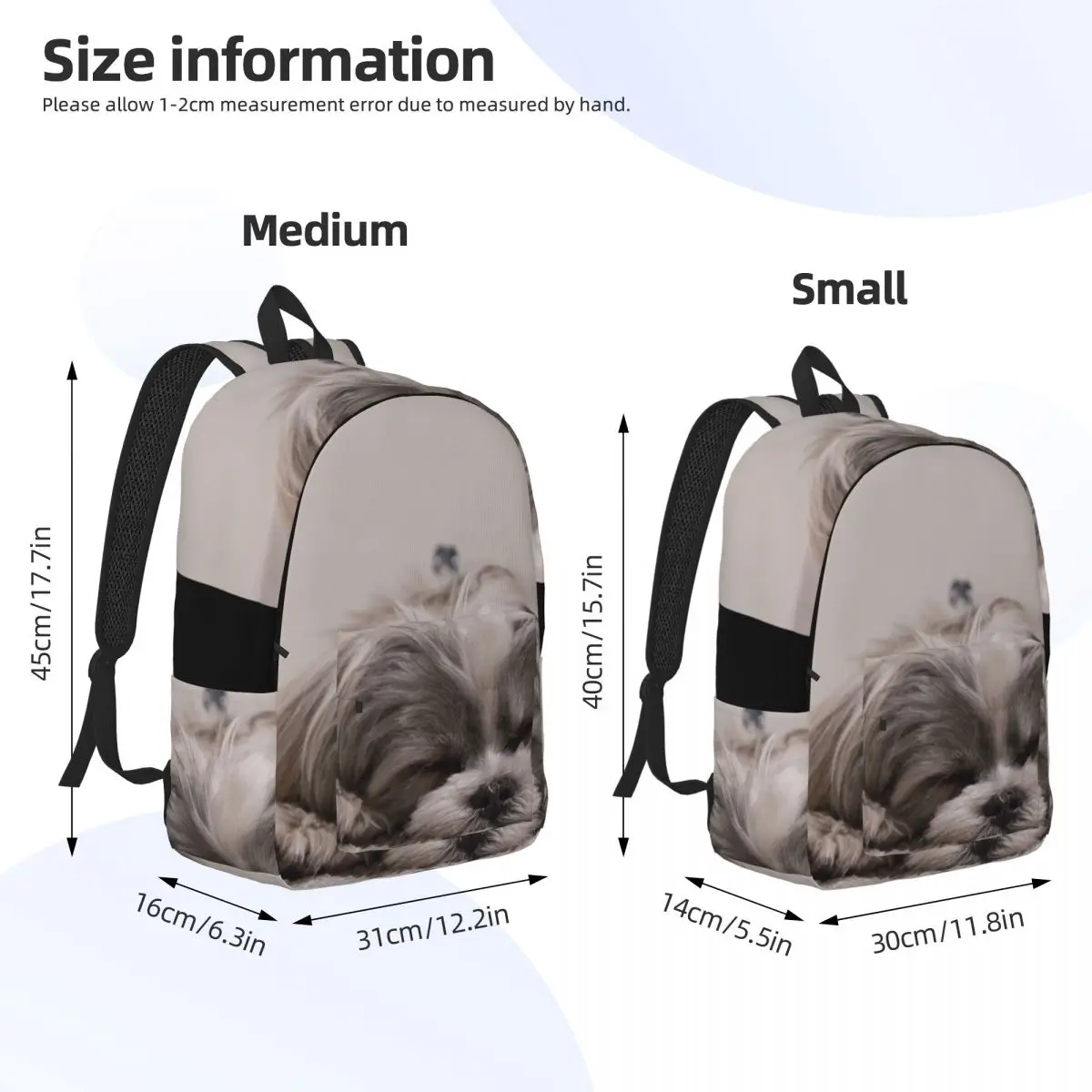 Shih Tzu Sleeping Backpack Daypack Large Capacity Children BookBag School Bag Shoulder Bags for Men Women