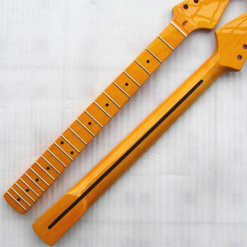 

A 21 Frets Inlay Dots Electric Guitar Neck Accessories Yellow Musical Instrument Parts