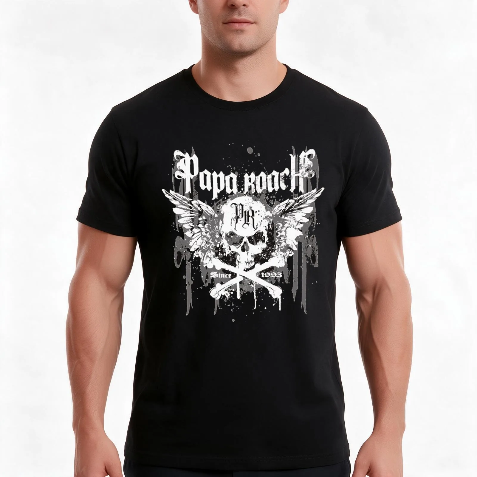 Papa roach band papa T-Shirt, Summer Casual Cotton Tee, Oversized Streetwear Tops, Vintage Graphic Print, Loose Fit Short Sleeve