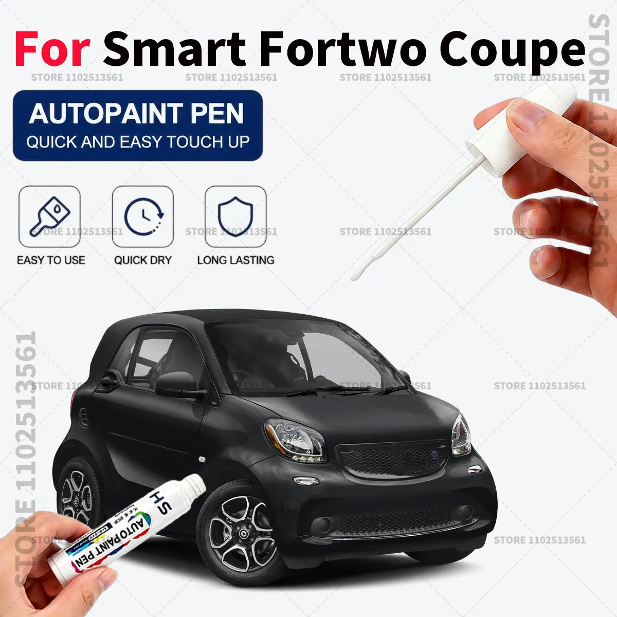 Car Touch Up Paint Pen Quick Repair Scratch Remover Auto Paint Brush Easy Application For Smart Fortwo Coupe White Black Blue