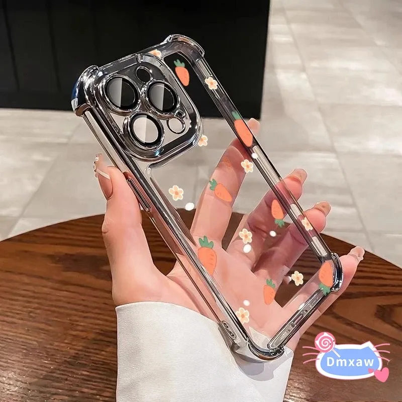 Милый чехол для телефона с морковью AirBag для iQOO 13 11 10 Pro Neo 10 9 8 Pro Z10 Z9 Turbo Z9X Z9 Z7i Z6X, противоударный чехол с мультяшным цветком