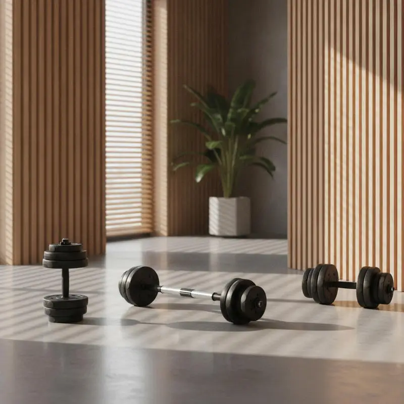 Fitness-Hantel mit Verbindungsstange und Schutzgummihülle, 2-teiliges Verstellbares Kurzhantel-Set in Schwarz