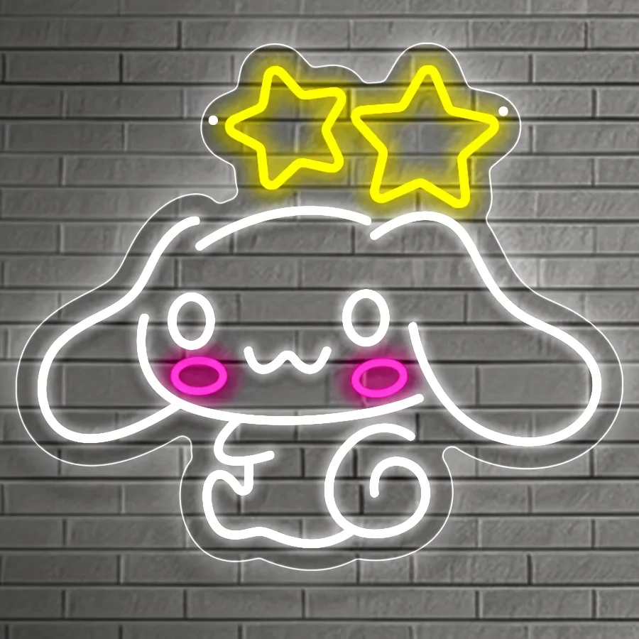 

Неоновая вывеска Sanrio Dog для декора стен, светодиодная неоновая лампа с регулируемой яркостью для кабинета, библиотеки, стола, вечеринки, кафе, подарки на день рождения