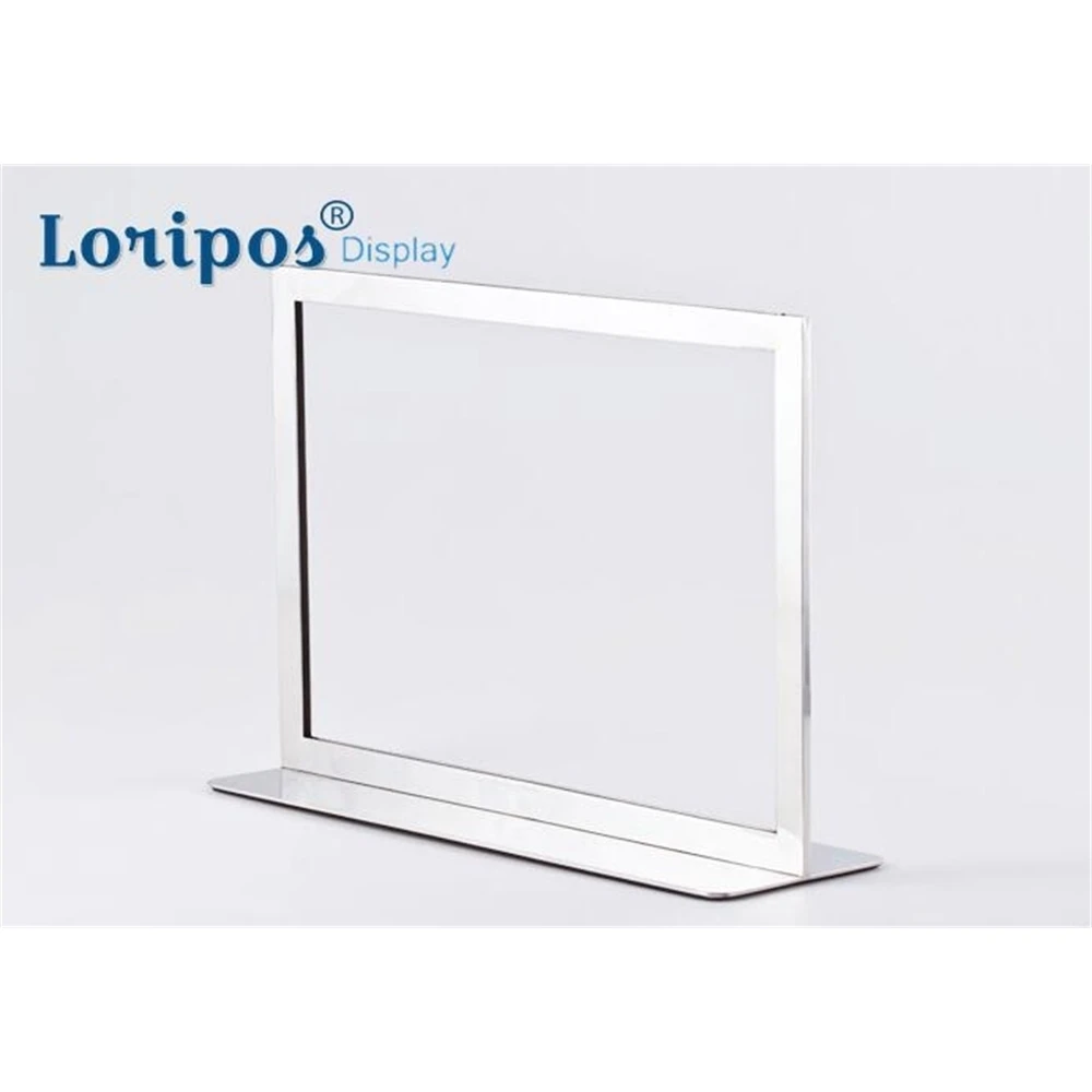 Metalen Poster Frame Stand Roestvrij Stalen Frame A4 Tafel Prijs Display Rack Bureau Teken Houder Acryl Voorblad Reclamerek