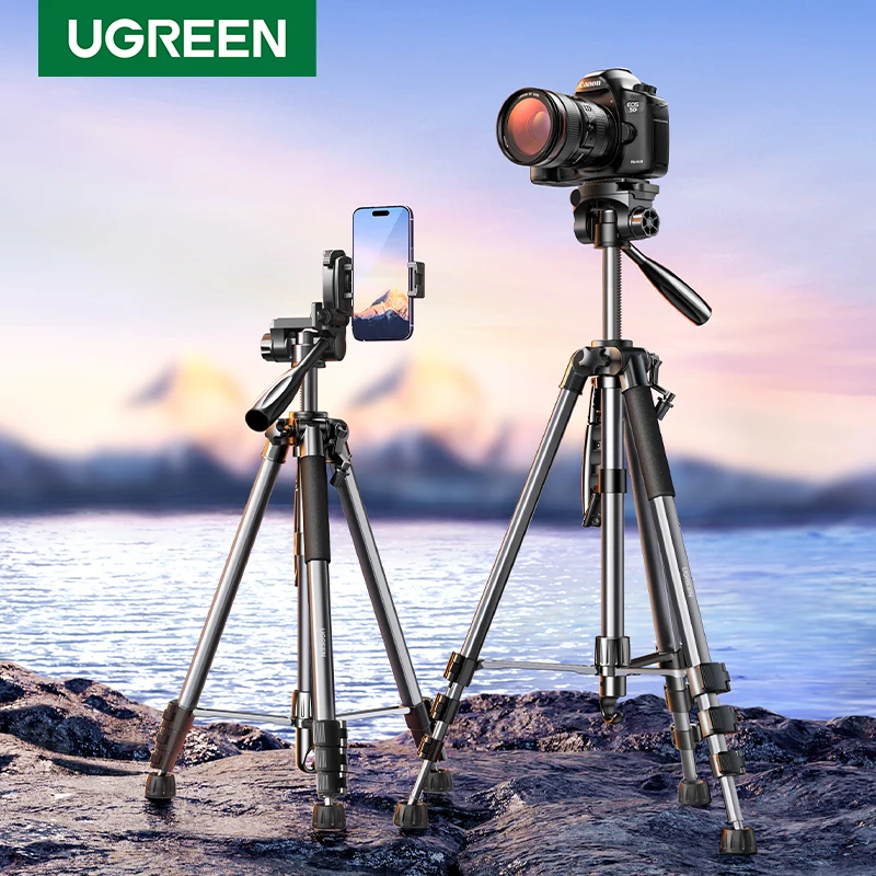 UGREEN 1.75M Camera Tripod For DSLR Camera Projector Smartphone Portable Aluminum Travel Tripod With 360° Panorama Ball Head