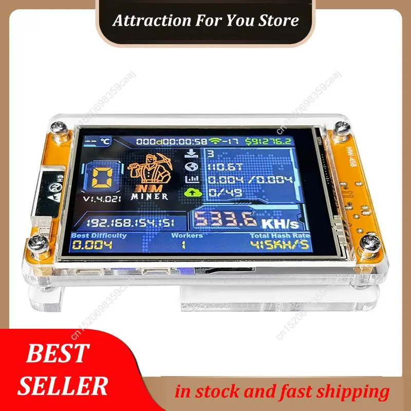الأكثر مبيعًا على ESP32 Nmminer Nerdminer V2 لتعدين Bitcoin Solo، 530KH/S، يتميز بشاشة ذكية مقاس 2.8 بوصة