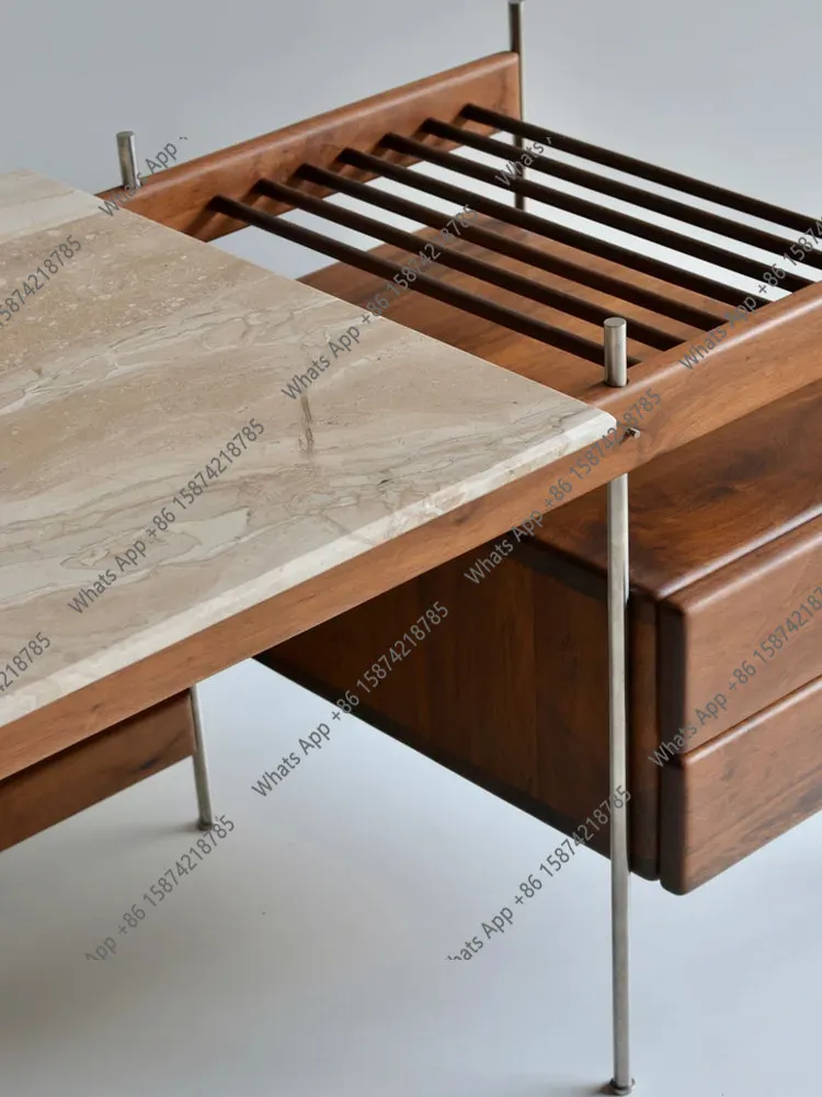French natural travertine desk modern light luxury study very simple creative designer marble desk home