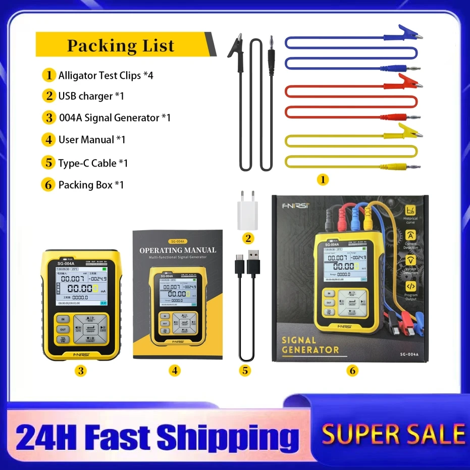 FNIRSI SG-004A 4-20mA Multifunctional Signal Generator PT100 Thermocouple Resistance Pressure Transmitter Process Calibrator