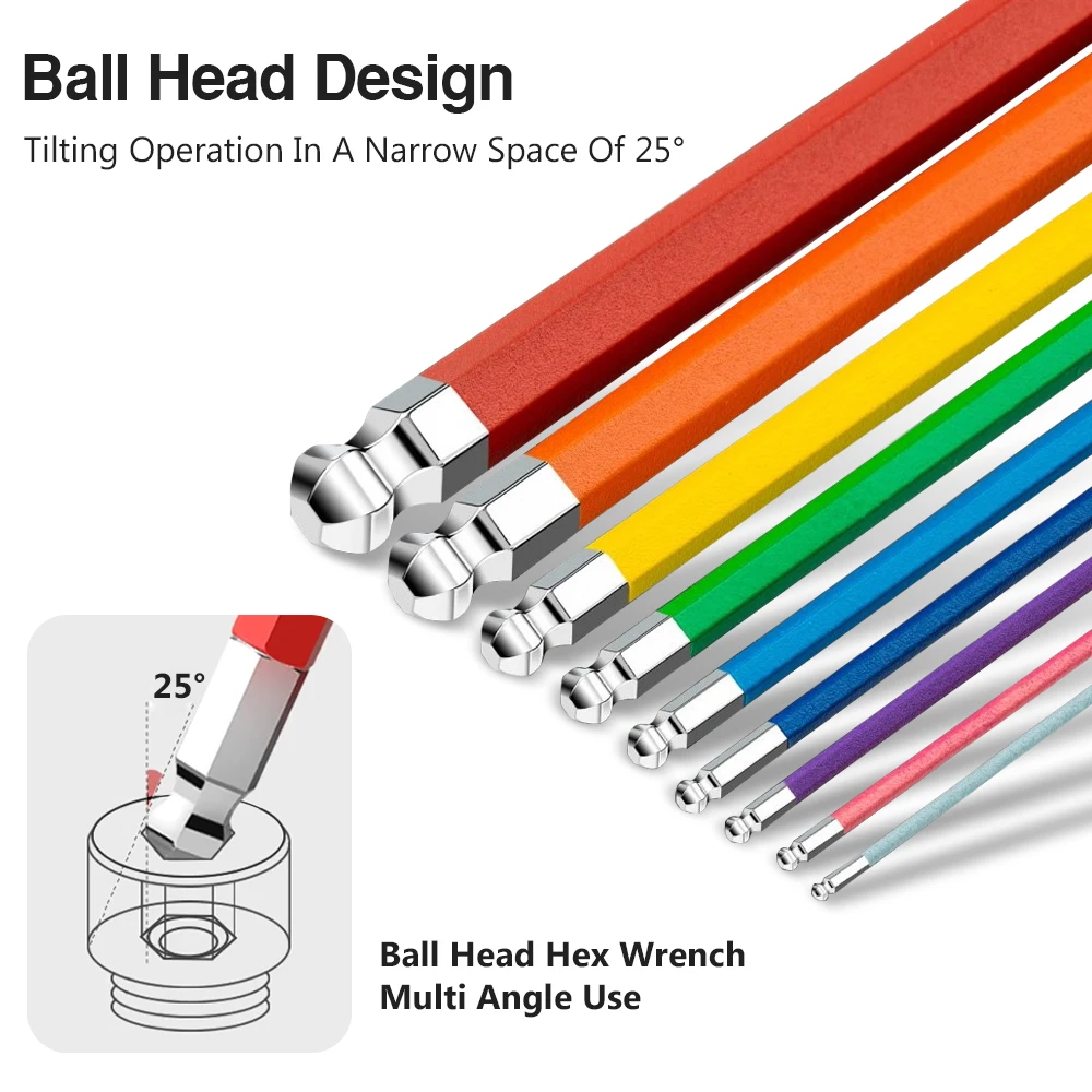 Inner hexagonal wrench universal set inner hexagonal screwdriver 6-corner tool colorful hexagonal extended hexagonal multi-funct