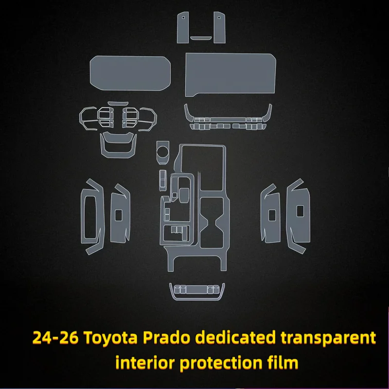 For 24-26 Toyota Prado center console gear shift interior film car modification paint surface transparent protective film