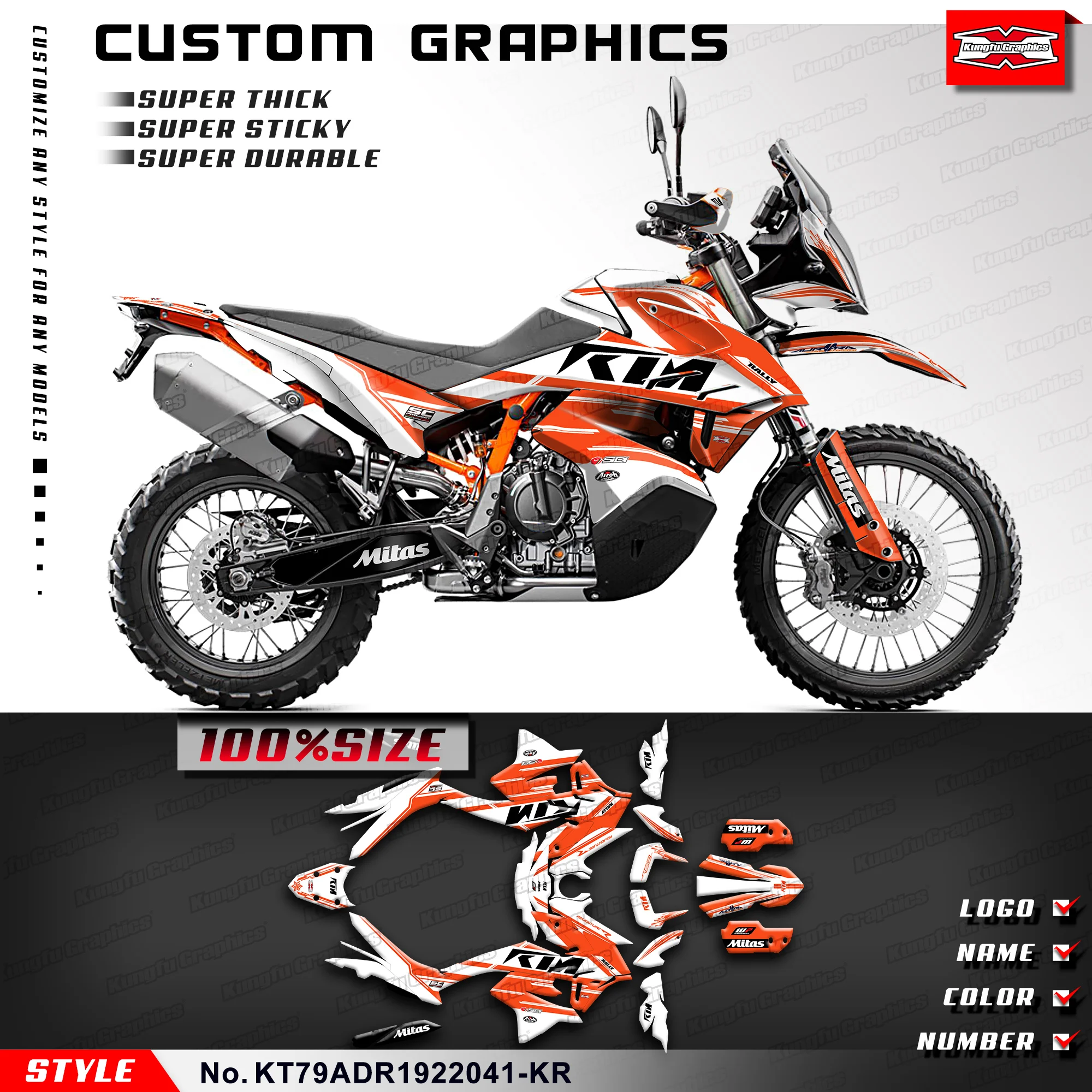 KUNGFU GRAPHICS Motorcycle Stickers Adhesive Decals for KTM 790 Adventure R 790 ADV R 2019 2020 2021 2022 Rebuild