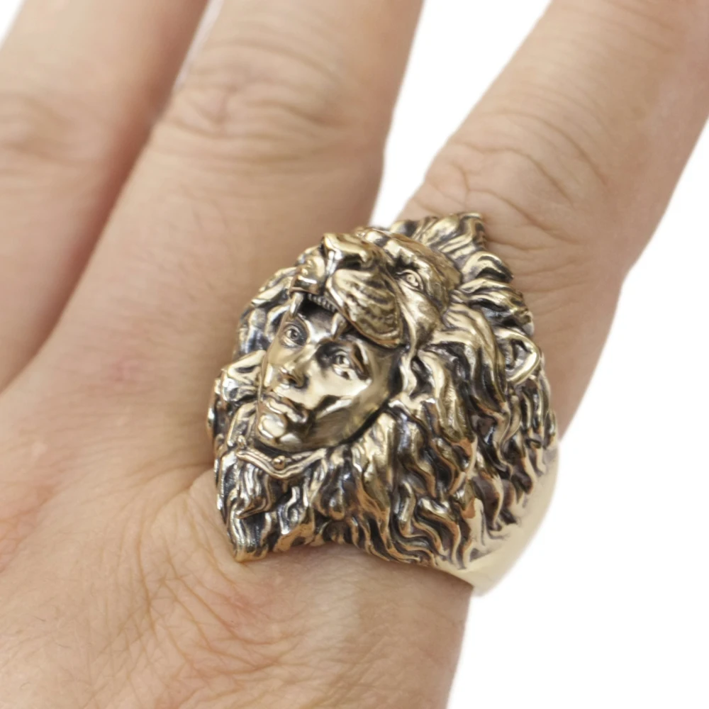 

Байкерское кольцо Brass Lion Beauty, массивное панк-украшение BK349, открытый размер US 8~15