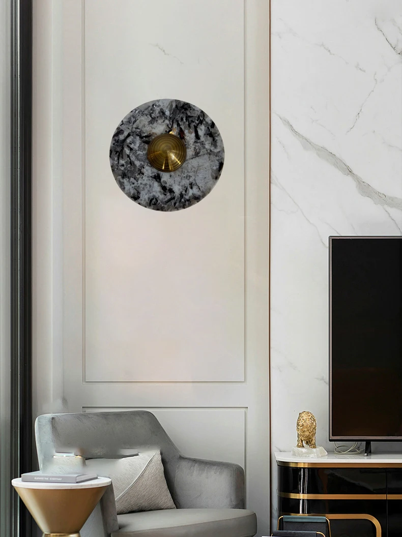 Art Wall Light Stone Gold Metal