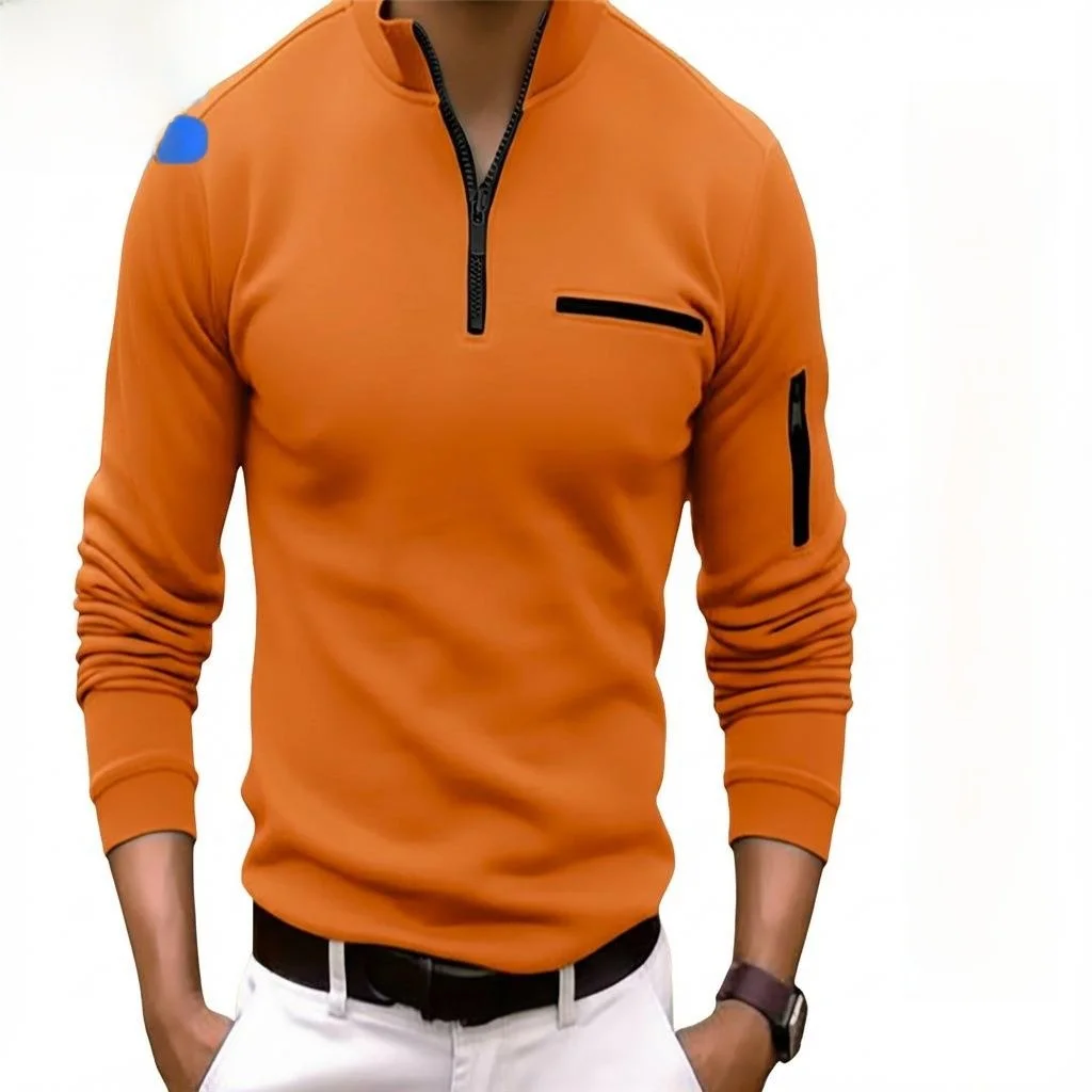 

Spor irt with Arm Zipper Spring Autumn ex Cool Feeling Regular Fit Nine Sve Length Henry Collar Color