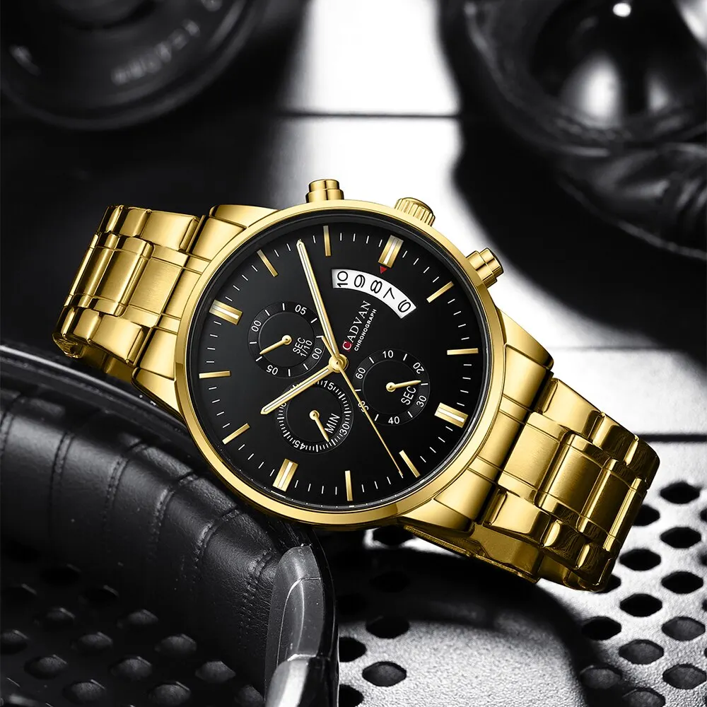 CADVAN Mens 시계 최고 브랜드 명품 유명 남성 시계 패션 캐주얼 크로노 그래프 군사 쿼츠 손목 시계 Relogio Masculino