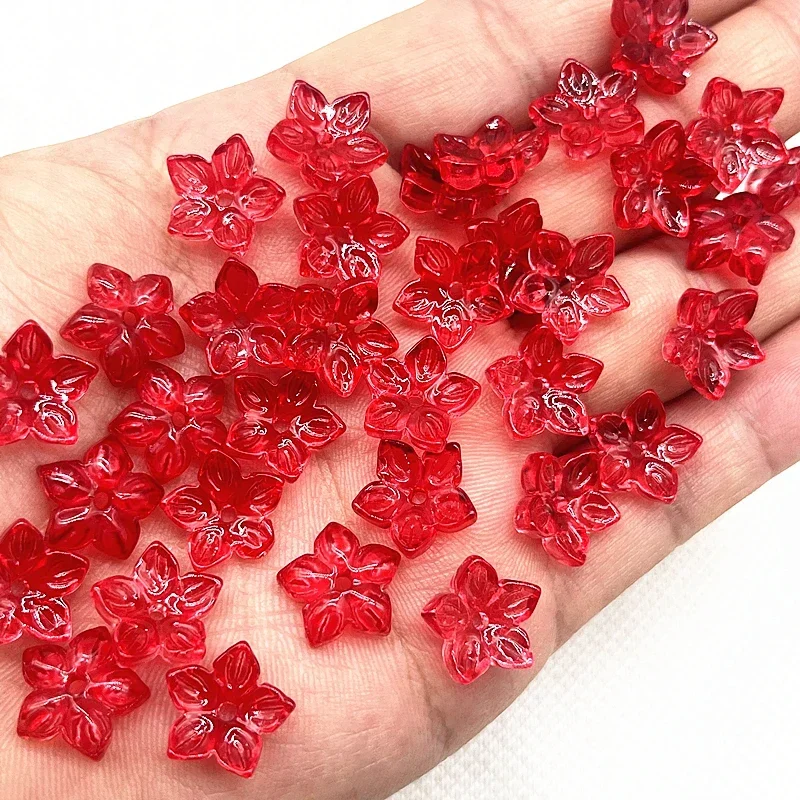 30 Stück 12mm Fünfblättrige Blumen-Lampwork-Perlenkappen Glas-Abstandhalterperlen für Schmuckherstellung DIY-Zubehör Haarnadeln – Detail 21