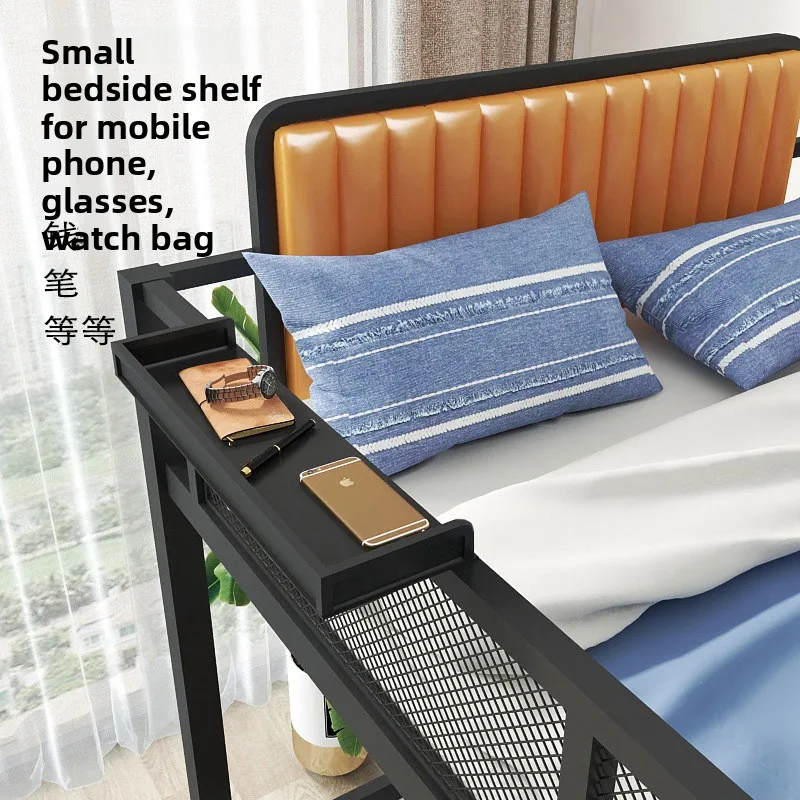 Letto alto e basso in ferro battuto di tipo loft semplice, letto con struttura in ferro salvaspazio per camera da letto, letto superiore e tavolo inferiore multifunzionale