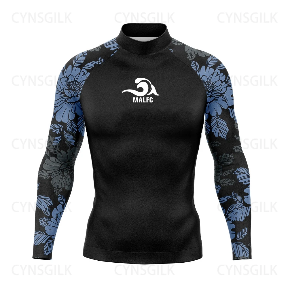 MALFC Rash guard dla mężczyzn Ubrania surfingowe Strój kąpielowy Rashguard Surf Wear UPF 50 Sporty wodne Koszulka z długim rękawem Stroje kąpielowe