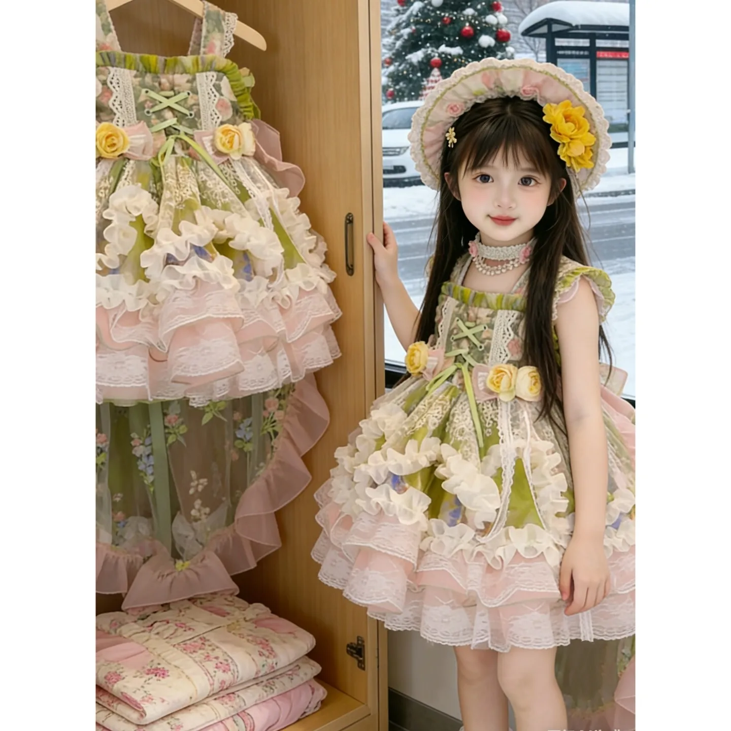 Handgefertigtes Neues Blumenmädchen-Hochzeitskleid Süßes Prinzessinnen-Kostüm für Kinder Edle Boutique-Kleidung – Detail 3