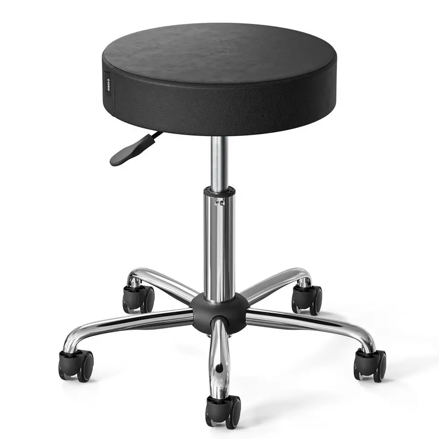 

Round Rolling Stool Hold up to 400 LBS Height Adjustable Swivel Chair Metal Feet with Wheels for Spa, Massage, Salon, Home, Offi