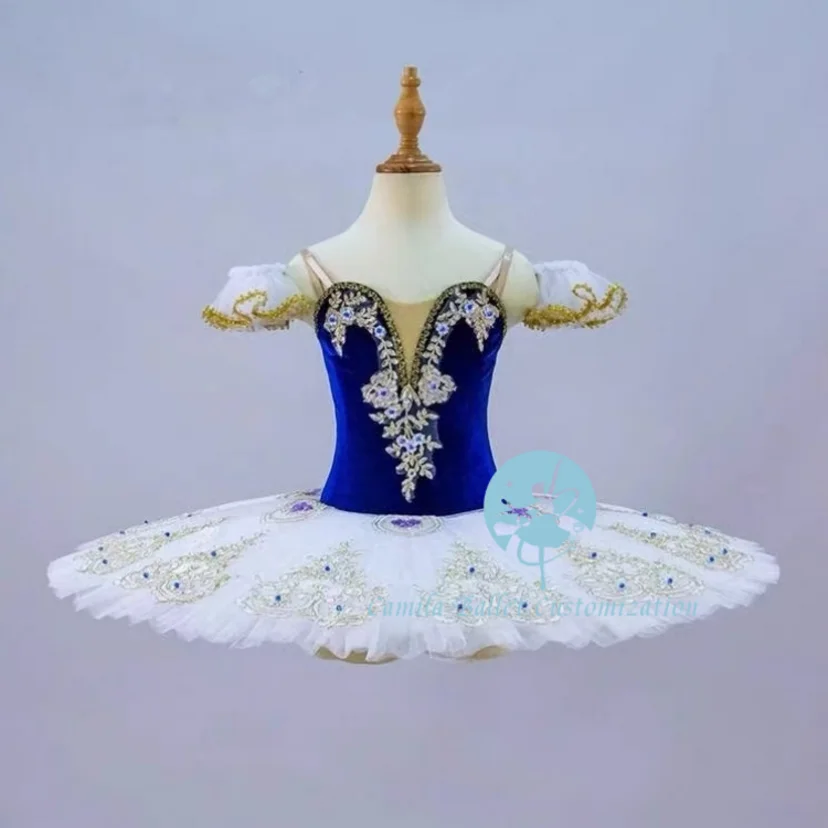 シンプルな新しいスタイルのオーダーメイドロイヤルブルー眠れる森の美女白鳥の湖バレエチュチュ競技パフォーマンススカート大人と子供