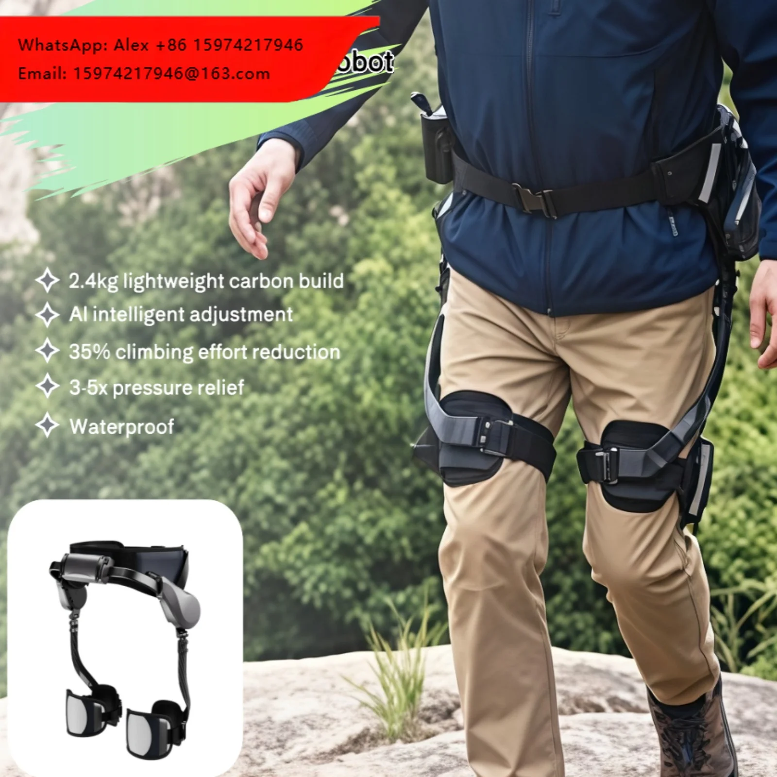 Exoskeleton AI Assist Carbon Fiber Smart Sensor Electric Adjustment IPX4 Waterproof Portable Outdoor Mountaineering Sports Robot