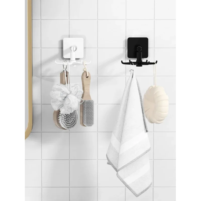 Crochets de cuisine, support de rangement rotatif sans poinçonnage, fournitures d'ustensiles de cuisine muraux, étagères multifonctions des dieux 5/10 pièces