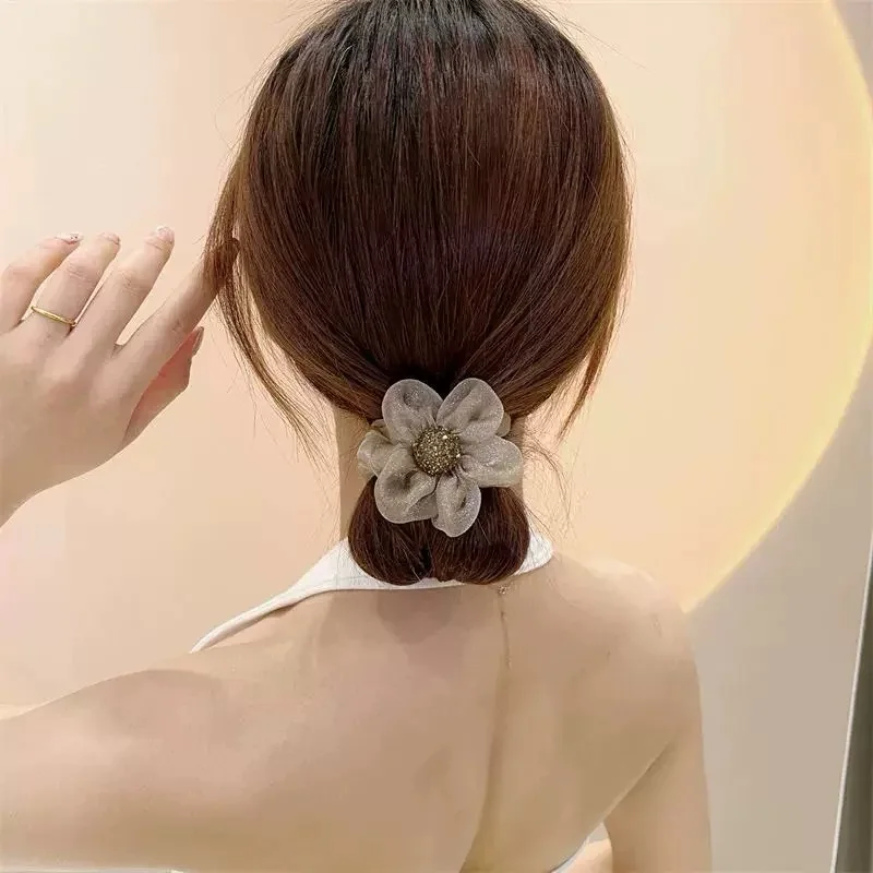 Damen Mesh Strass Blumen Haarband Haarschmuck