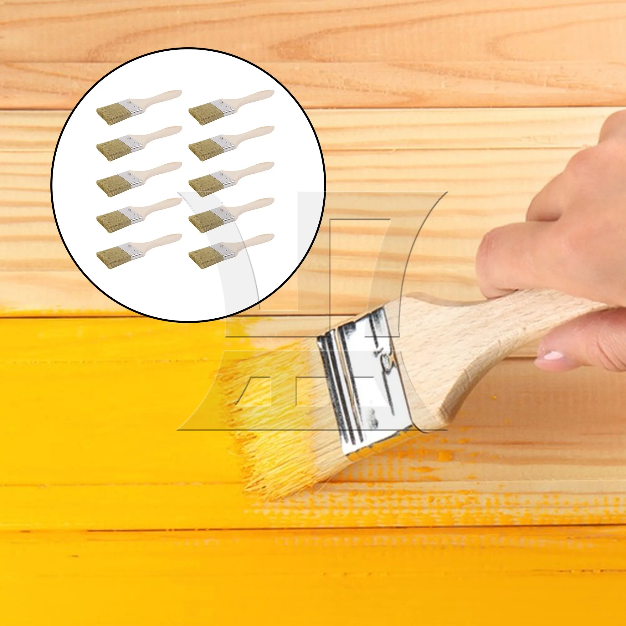 Pincel de pintura con mango de madera, pincel plano antimanchas, 10 piezas, 2,5 pulgadas