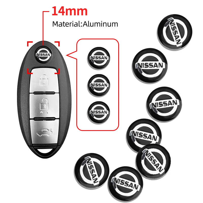 2/5/10Pcs 14mm Car Remote Key Logo Metal Emblem Stickers For Nissan Land Rover Chevrolet Hyundai Suzuki Skoda MINI Audi Bmw