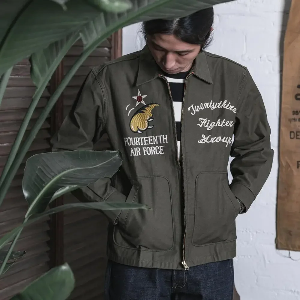 Non Stock Flying Tigers Embroidery Souvenir Jacket Vintage Fashion Full Zip Tops
