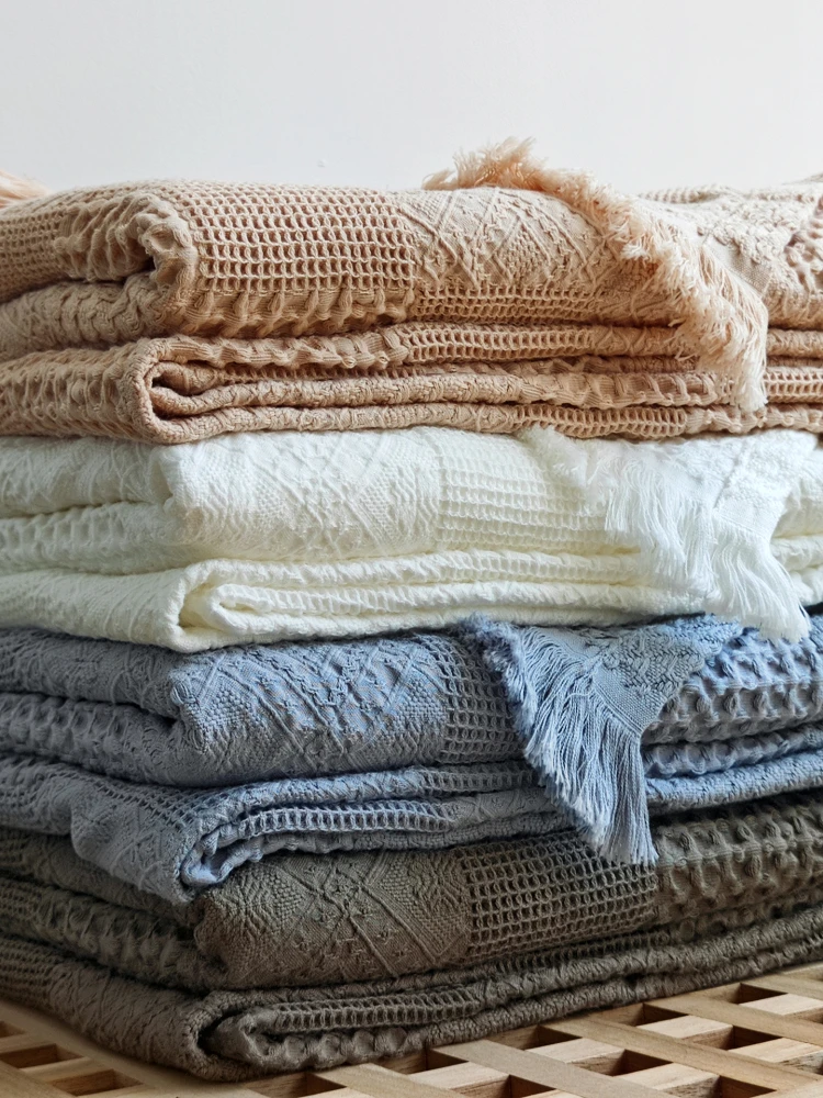 

Retro Small Blanket Cotton Tassel Sp Sofa Cover Blanket All Seasons Lightweight Summer Breathable Pure Color Versatile