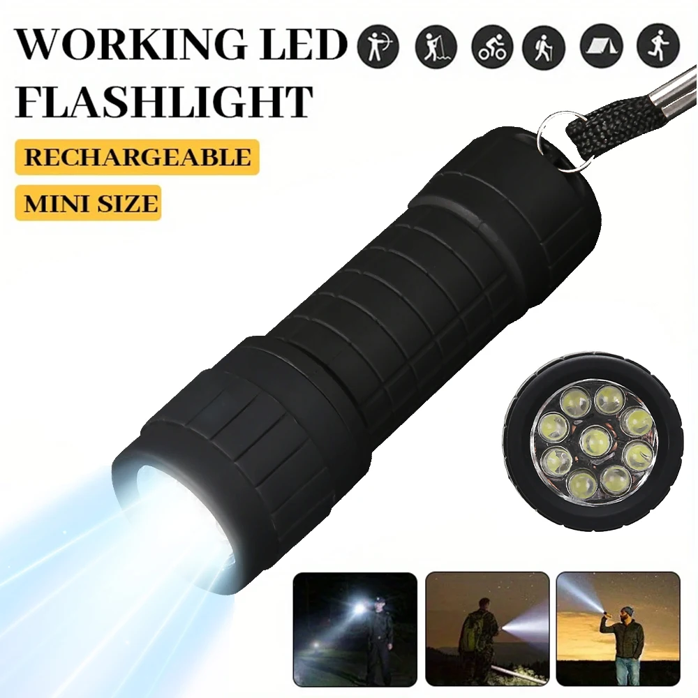 Mini Portable Flashlight Nine XPE Lamp Beads Strong Lighting Using 3 NO.7 Batteries Fixed Focus Pocket Outdoor Emergency Torch
