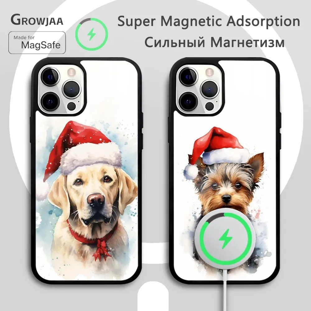 

Christmas dog Labrador Phone Case For iPhone 15 14 13 12 11 Pro Max Plus Mini Mirror Wireless Magnetic Cover