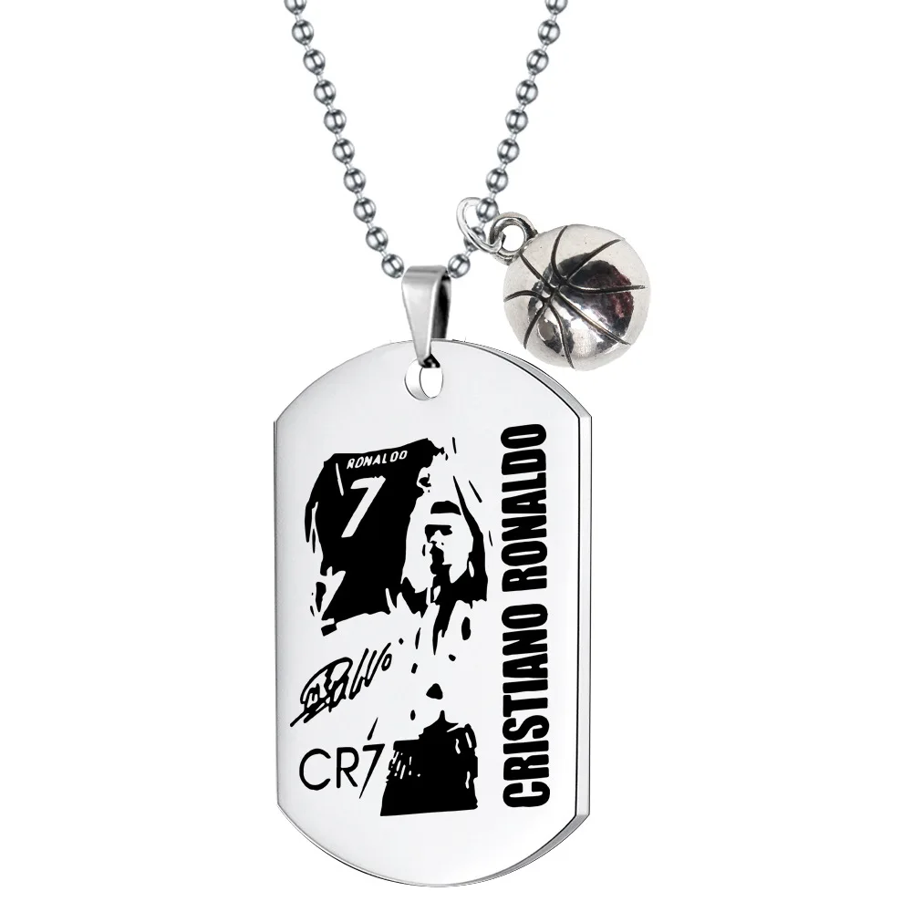 ميسي قلادة من الفولاذ المقاوم للصدأ نيمار كرة القدم نجم كرة القدم كريستيانو رونالدو قلادة مجوهرات المشجعين اكسسوارات مجموعة هدية #2
