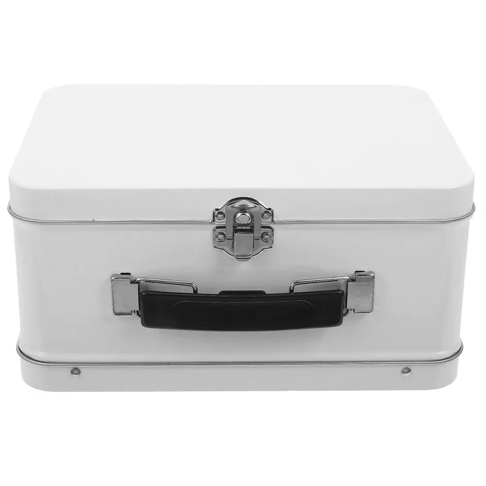 Mini Vintage Suitcase Candy Box Tinplate Party Favor Coin Storage Container Hinged Lid Wedding Decoration Storage