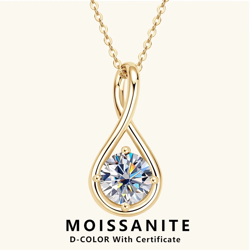 

Lnngy 8mm 2.0ct Moissanite Necklace S925 Sterling Silver Pendant Necklaces For Women Exquisite cadena plata 925 Wedding Jewelry