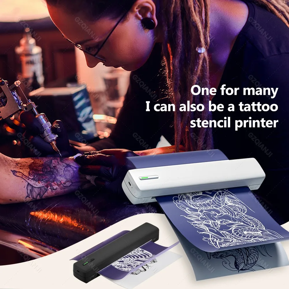 300DPI/203DPI Mini A4 Thermal Printer Portable Wireless Bluetooth Tattoo Stencil Printer Tattoo Transfer Copier Paper