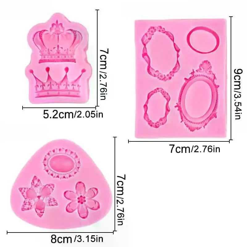 Crown Silicone Mold Photo Frame Mirror Jewelry Resin Sugarcraft Cupcake Baking Fondant Cake Decorating Tools