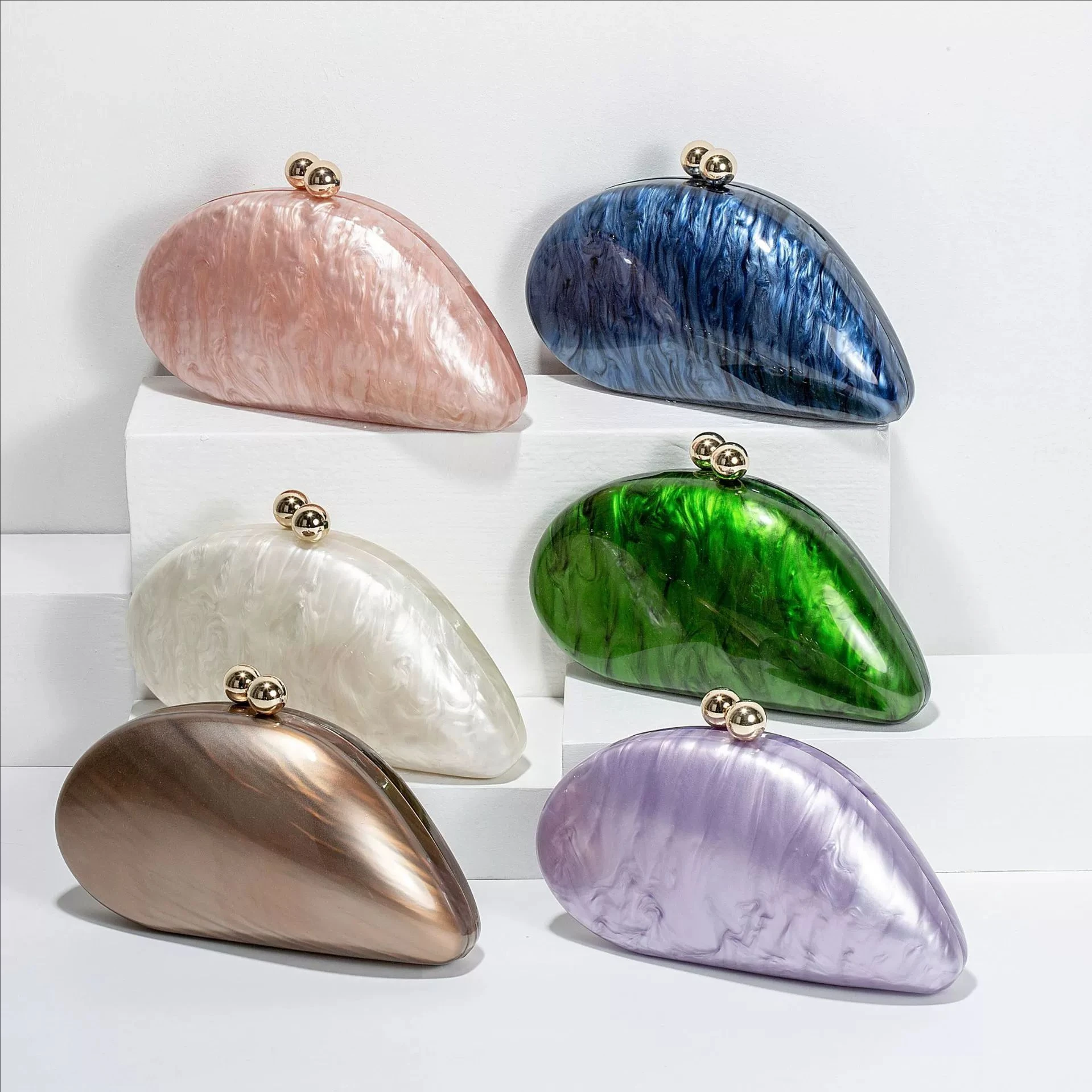 

Egg Shell Clutch Bag Acrylic purse women wedding evening party cute ivory pearl color purse handbag summer new 2025