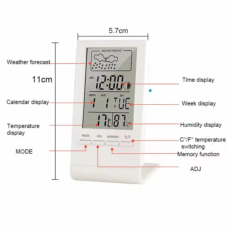 IDEABEL Automatic Electronic Monitor Clock Thermometer Hygrometer Gauge Indicator Alarm Clock Indoor/Outdoor Weather Station