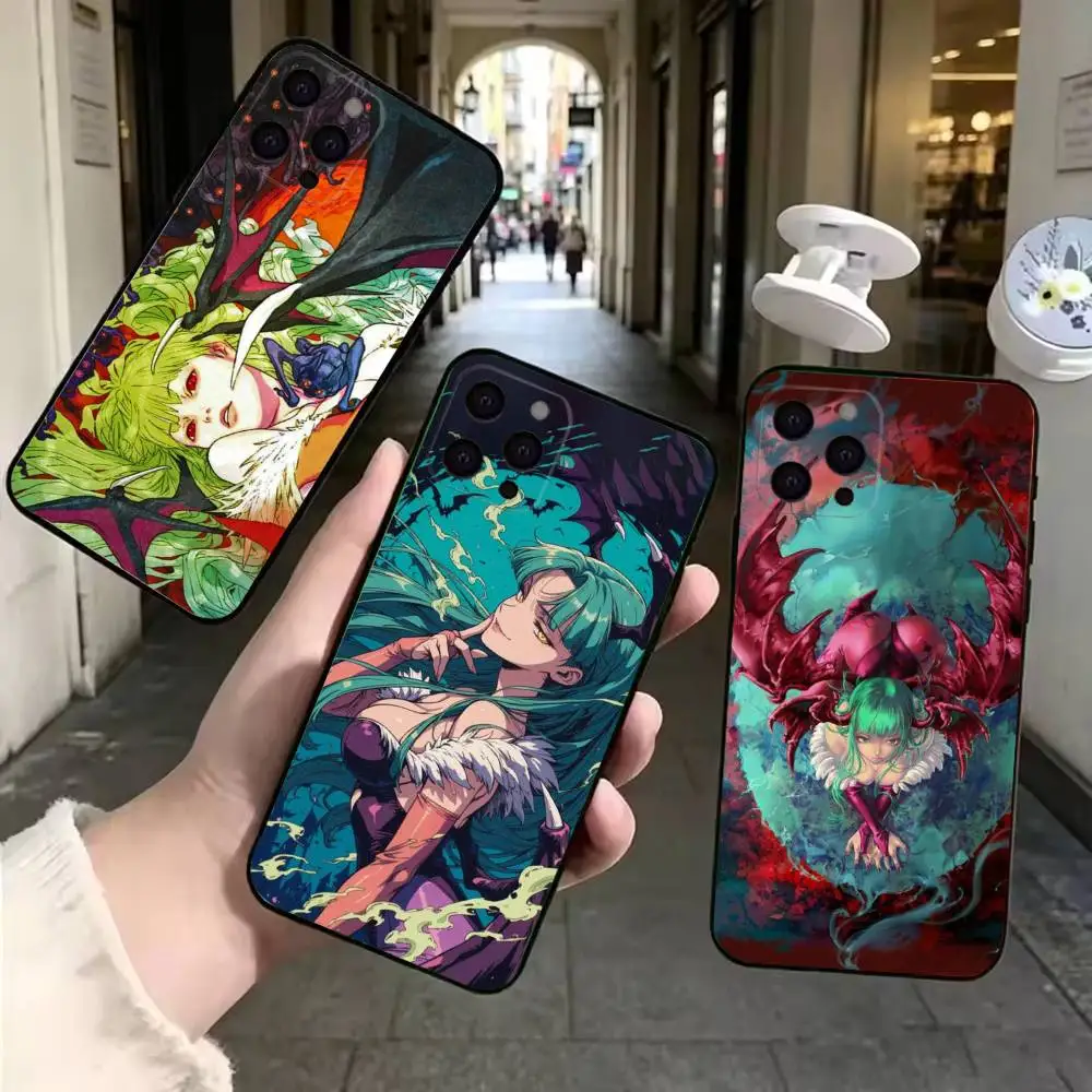 Funda de Teléfono Suave Negra de Moda Game D-Darkstalkers M-Morrigan Compatible con iPhone 11, 12, 13, 14, 15, 16, 17 Pro Max Mini Plus Air