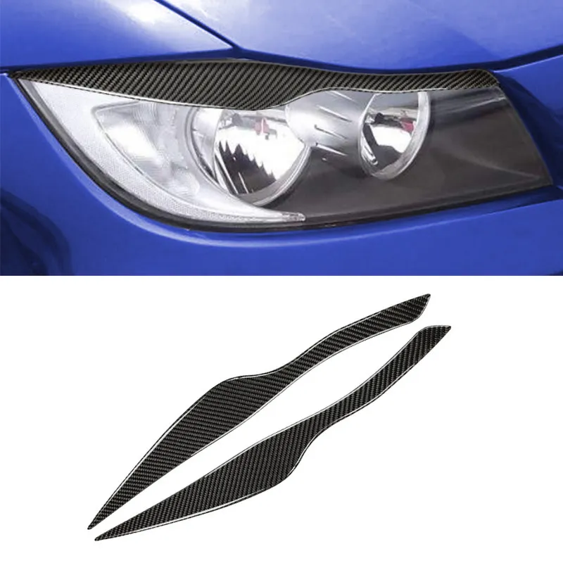 

For BMW 3 Series E90 2005 - 2008 2009 2010 2011 2012 2pcs Carbon Fiber Headlamp Headlights Eyebrows Eyelids Bumper Decor Trim