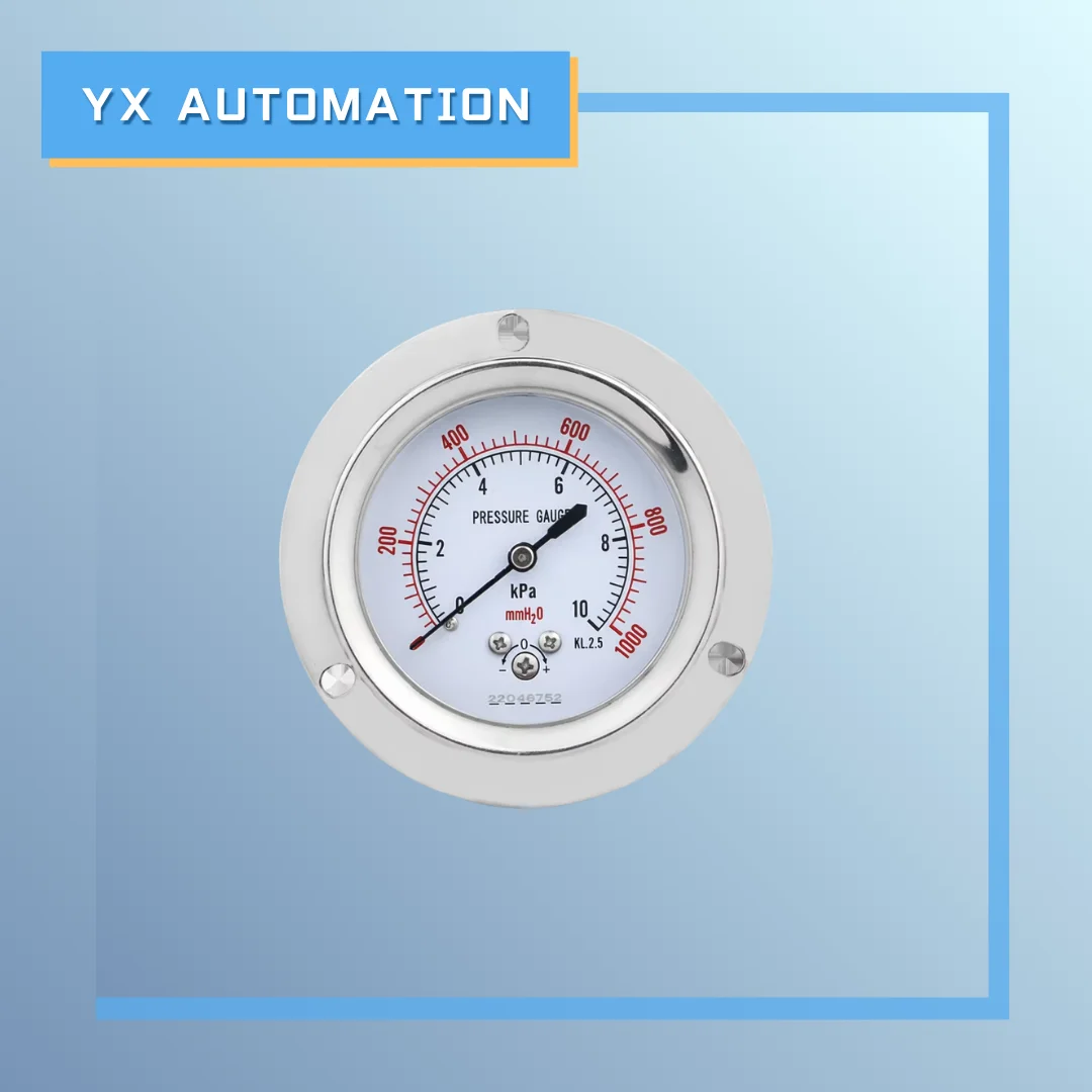 100KPa Capsule Pressure Gauge, Lightweight 304 Stainless Steel Case with Brass Connector, Anti-Rust Low Pressure Manometer Facto