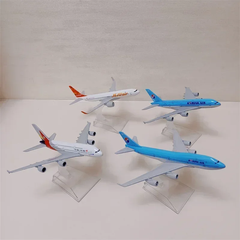 Korean Boeing B747 Airbus A380 JEJU JIN TWAY Boeing  B737 SEOUL BUSAN Asiana Airbus A320 A380 Diecast Airplane Model Plane 16cm