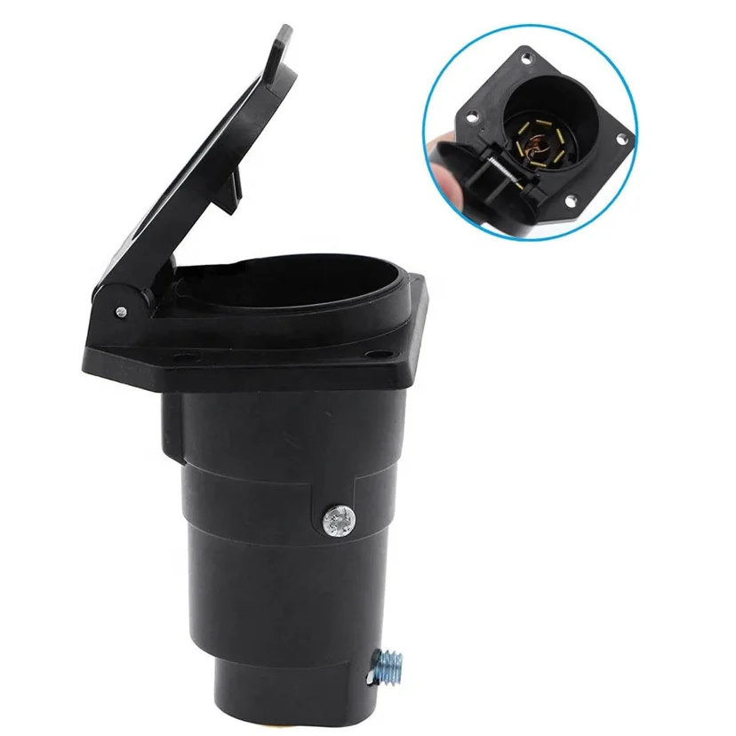 TAPLUS 7pin Blade Socket To 12V Power Adapter With Dustproof Cover 7 Pin Trailer Connector For RVs Car 7 Pin Trailer Socket
