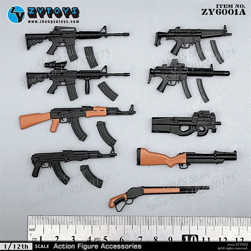 ZYTOYS ZY6001A 1/12 Scale Collectible Figure Gun MP5 M4 AK47 P90 M1887 Anime Dolls Accessory Fit 6Inch Action Figure Soldier view 2