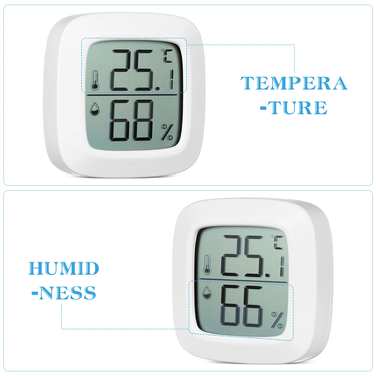 

3pcs Mini Hygrometer Thermometer Digital Temperature Humidity Gauge For Indoor Use Portable Wall Mountable Decorative